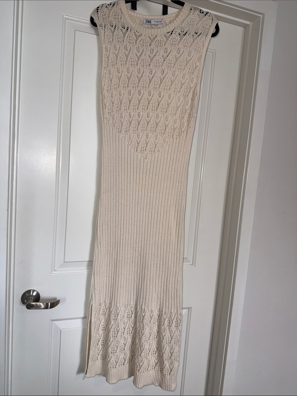 Zara Cream Sleeveless Knit Maxi Dress